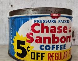 Chase & Sanborn Coffee Can 1 Lb Vintage Coffee Can Vintage Coffee Can Coffee Tin Blue Coffee Can Vintage Kitchen Kitchen Storage - Etsy