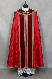 Red COPE Gothic style vestment, Damask/velvet,a matching stole,embroidery | eBay