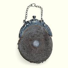 Antique Art Nouveau Floral Cherub Steel Beaded Round Chatelaine Bag Purse - Etsy