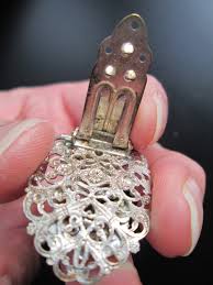 Adorable Vintage Dress Clip Silver Tone Filigree Floral ...