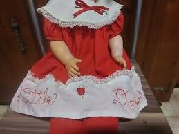 Vintage Porcelain Doll: Orange Dress, Floral Embroidery ...