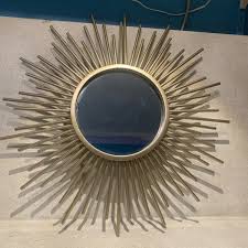 Silver Metal Sun Starburst Mirror Wall Art Atomic Style ...