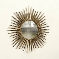SK Sunburst Mirror with Faceted Rays & Antique Gold Finish