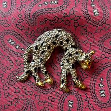 Vintage Little Enamel, Gold and Silver Tone Cheetah Brooch ...