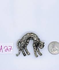 Vtg Unmarked Pewter Cat Lion Leopard Animal Brooch Pin | eBay