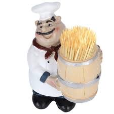 Chef Figurines Toothpick Holder Resin Italian Chef Statue ...