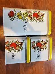 Vintage Canister Set Metal Kitchen Decor Farmhouse Vegetable ...