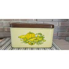 Vintage 1970s Metal Bread Box With Hinged Lid Fall Harvest ...