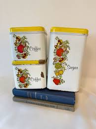 Set of 3 Cheinco Spice of Life Metal Kitchen Canister Set ...