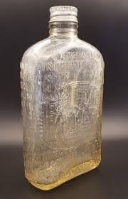 LINCOLN INN OLD RYE WHISKY FLASK- EMBOSSED w/ABRAHAM LINCOLN ...