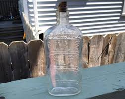 Vintage Glass One Pint Embossed Wine Bottle - Etsy