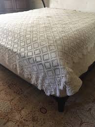 Vintage handmade hand made Crochet coverlet bed cover ...