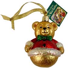 Christmas Teddy Bear Blown Glass Ornament Old World ...