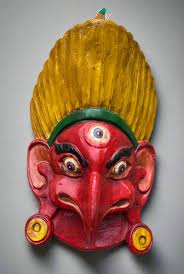 Garuda Wooden Mask in Red | Potala Gate
