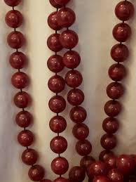 Lot 3-9' Vintage Plastic Mottled Round Cherry Red String Beaded Garland | eBay