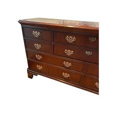 National Mount Airy Chippendale Solid Cherry Dresser With Brass Hardware | Chairish