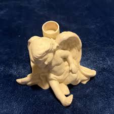 Vintage Bisque Sleeping Cherub Angel Taper Candle Holder - Etsy