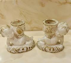 Vintage Darling Cherub angel taper candle holders -set of 2 | eBay