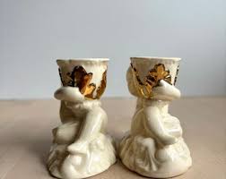 Classic Vintage White & Gold Cherub Angel Baby Taper Coquette Candlestick Holder Statue Set - Etsy
