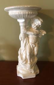 Cherubs Pair Pillar Candle Holders White Vintage Centerpiece ...