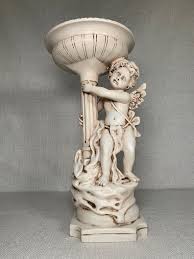 Vintage Ceramic White With Brown Aging Glaze Cherub Cupid ...