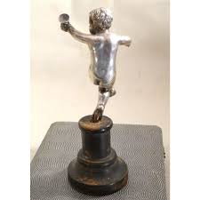 18thc French Antique Marked Figural Silvered Bronze Cherub W ...
