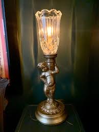 Elegant Victorian Cherub Table Lamp - Brass Base With Crystal Glass Shade - Classic Home Decor - Etsy Australia