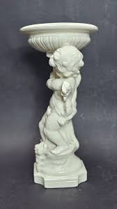 White Cherub Candleholder Plant Stand Bird Feeder Bath ...