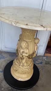 Vintage Marble Top Side Table – Cherub Plaster Base ...