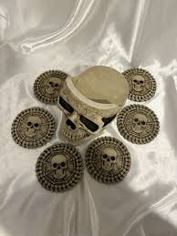 Skull Coaster Set of 6 Handpainted Summit Collectible Resin ...