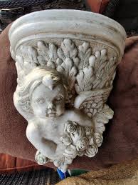Vintage Molded Angel with Roses and Wings Chalk Painted ...