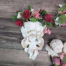 Cherub Wall Statues Floral Planters & Figures Valentines Day ...