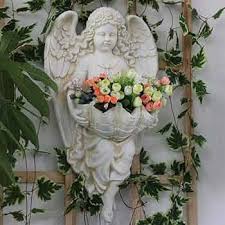Angel Statue Wall-Mounted Flower Basket-Wall Art Sculpture ...