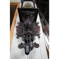 Antique 17th Century Figural Griffon Carved Oak Brass Lantern Clock | Chairish