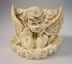 Vintage Resin Plaster Angel Cherub Clouds Wall Pocket ...