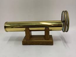 Sold at Auction: 813.5.jpg, Brass Kaleidoscope On Wooden Stand