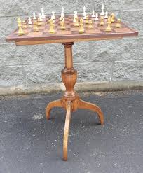19th Century Spider Legs Maple Table & Leather Top Chess Board and Pieces Set - Etsy