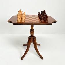 ON HOLD- Vintage Tilt Top Chess Table With Lardy International Chess Pieces | Tripod Table - Etsy