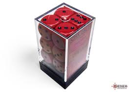 Chessex: Opaque Red/Black 16mm d6 Dice Block (12 dice ...