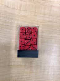 Red/black opaque Chessex dice – Delight
