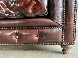 Mid-Century Leather Tufted Sofa w/ Loose Cushions at 1stDibs | leather tufted sofas, leather sofa cushions for sale, tufted leather sofa