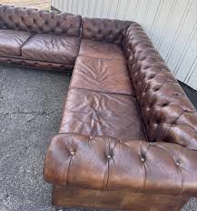 Restoration Hardware Leather Kensington Sectional | Chairish