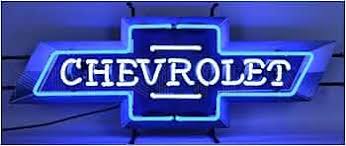 Chevrolet Chevy Bowtie Neon Sign With Backing by Neonetics, Blue and White Hand Blown Real Neon tubes, Measures 37 Inches Wide By 14 Inches Tall By 4 Inches Deep – 5CHEVB - Amazon.com