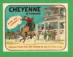 VINTAGE ORIGINAL 1948 "CHEYENNE WYOMING" FRONTIER DAYS CELEBRATION DECAL ART GEM | eBay