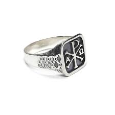 Genuine Sterling Silver Men Ring Chi Rho Alpha Omega Solid ...