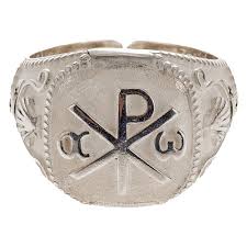 Bishop's ring, adjustable in sterling silver, "Chi-rho ...