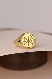 14K Gold Chi Rho Symbol Signet Ring, Greek PX Jewelry ...