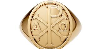 Chi Rho Alpha Omega Ring for Men in 14K Gold