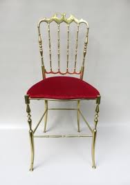 Brass and Red Velvet Chiavari Chair, Italy, 1960s for sale at Pamono