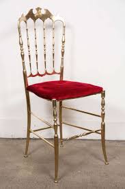 Polished Brass Chiavari Chairs with Red Velvet, Italy - E-mosaik